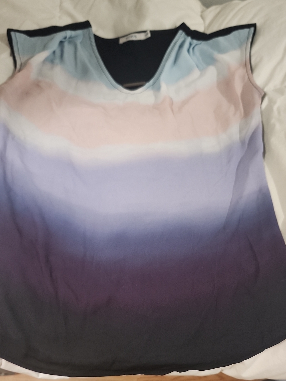 Ricki's Ombre Cap-Sleeve Top in Pastel Blue, Pink & Navy